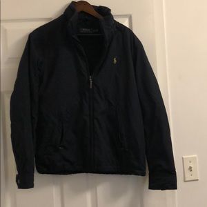 Navy Blue Polo Jacket with Hood